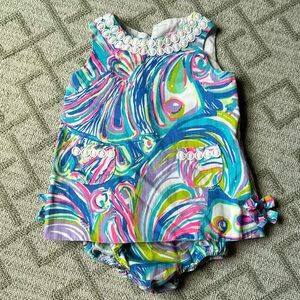 Lilly Pulitzer Baby Girl Shift Dress with bloomers, 6-12m.